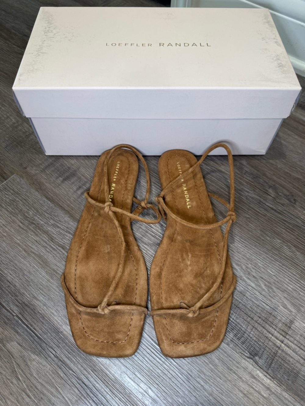 Loeffler Randall Eleanor Cacao Suede Leather Sandals